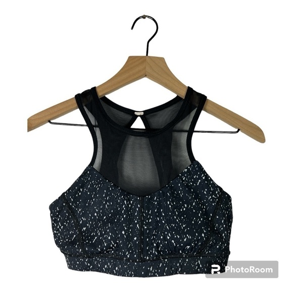 Lululemon All Meshed Up Black & Gray Sports Bra High Neck Size 6 - Picture 1 of 7